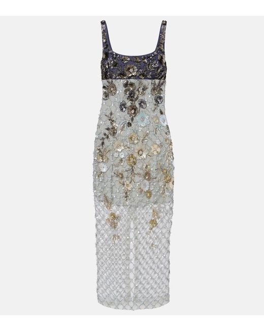 La Fuori Gray Nyx Bloom Aurora Embellished Cocktail Dress