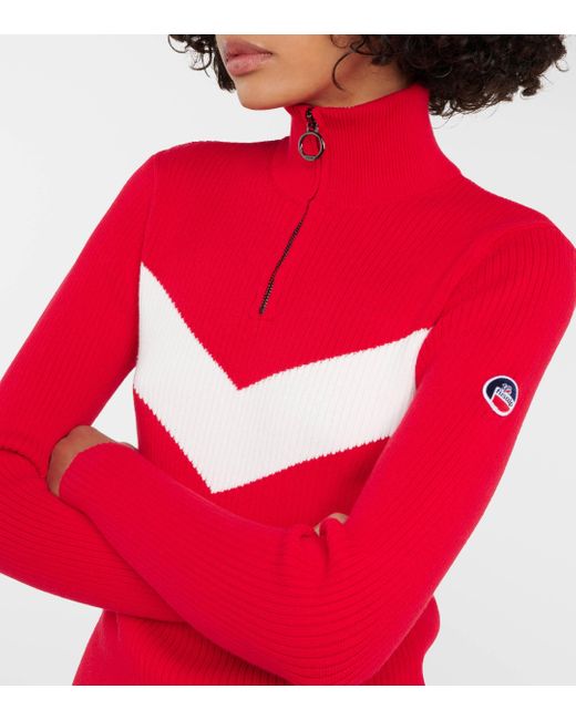 Fusalp Red Andromede Ribbed-knit Half-zip Sweater