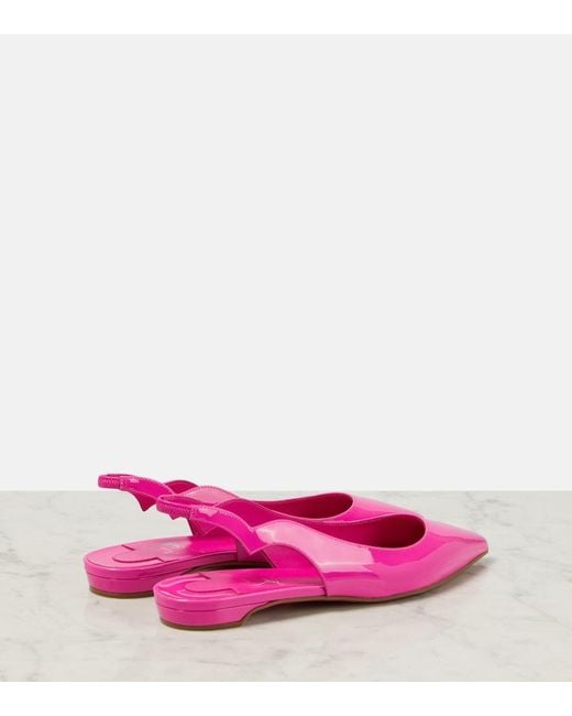 Christian Louboutin Pink Hot Chickita Sling Patent Leather Ballet Flats