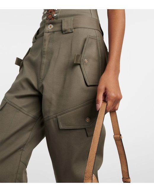 Dion Lee Green Mid-Rise Cotton Twill Cargo Pants