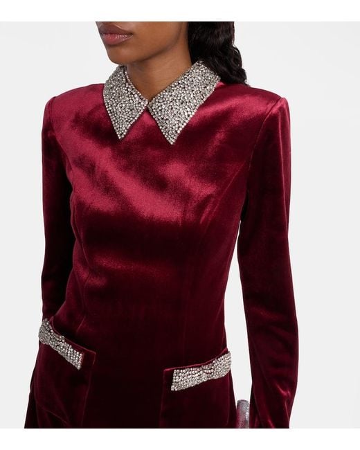 Rebecca Vallance Red Minikleid Edwiena Aus Samt Mit Kristallen
