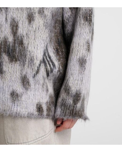 The Attico Gray Leopard-Print Jacquard Sweater