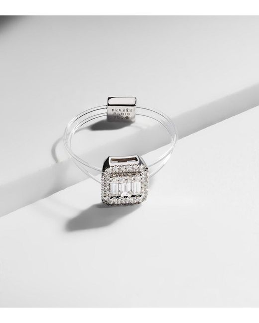 PERSÉE White Floating 18Kt Ring With Diamonds