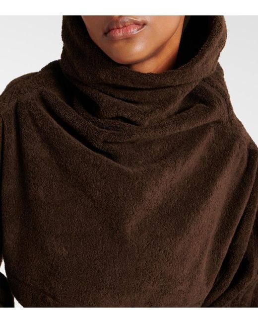 Alaïa Brown Cropped Cotton Terry Hoodie