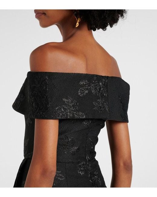 Rebecca Vallance Black Henrietta Brocade Bustier Gown