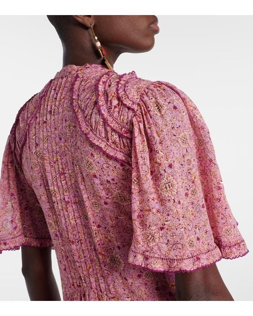 Isabel Marant Pink Celyn Ruffled Cotton Minidress