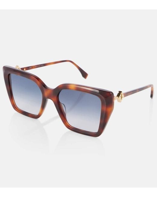 Fendi Blue Cat-Eye-Sonnenbrille Ff Diamonds