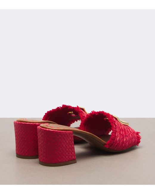Dolce & Gabbana Red Dg Woven Mules