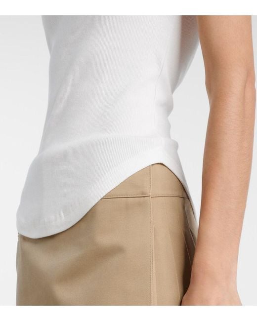 Courreges White Buckle 90's Ribbed-Knit Cotton Tank Top