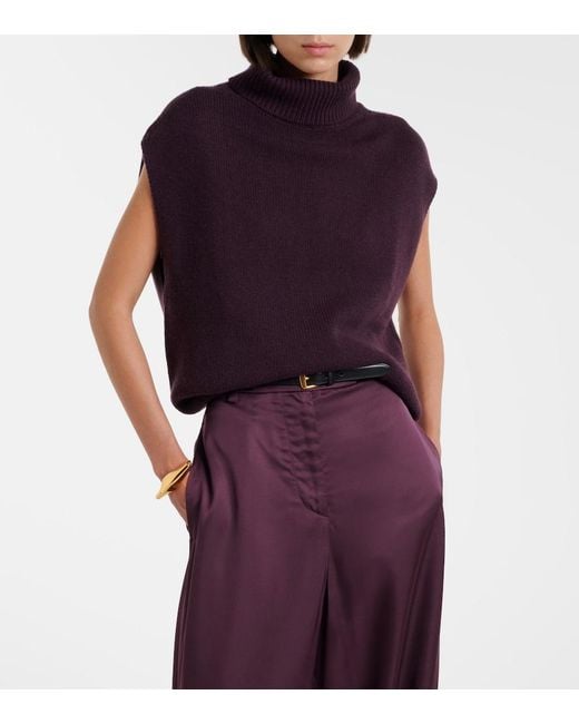 Jardin Des Orangers Purple Turtleneck Wool And Cashmere Sweater Vest