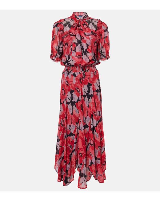 Polo Ralph Lauren Floral Georgette Midi Dress in Red Lyst UK