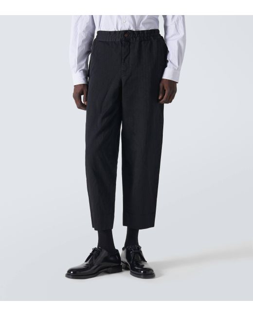 Comme des Garçons Black Pinstripe Tailored Cropped Pants for men