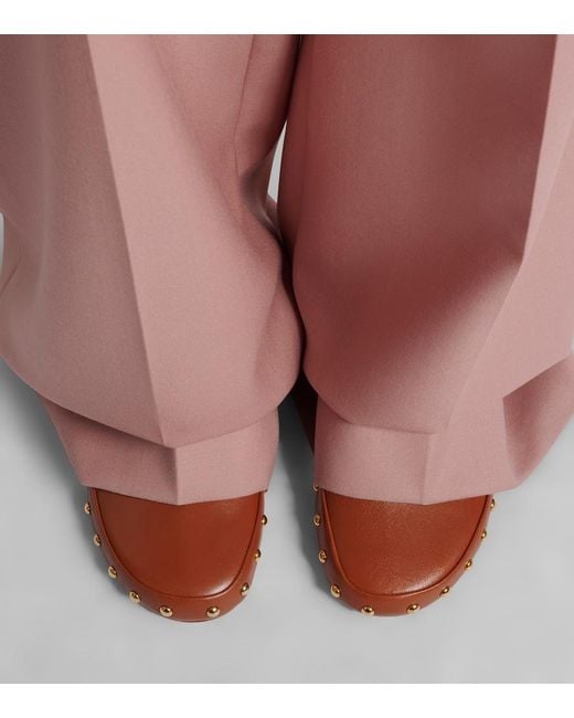 Chloé Brown Studded Leather Clogs