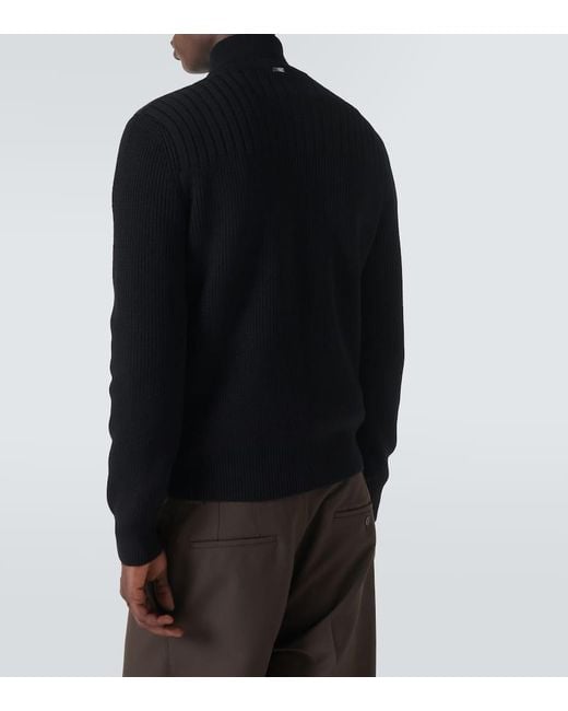 Herno Black Wool-Trimmed Down Jacket for men