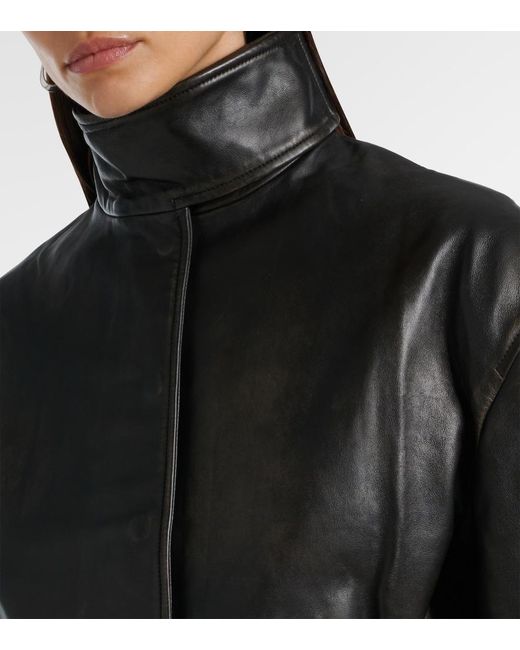 Christopher Esber Black Burnished Eddie Leather Bomber Jacket