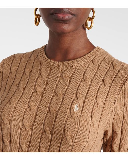 Ralph Lauren Brown Cable-knit Wool-cashmere Sweater