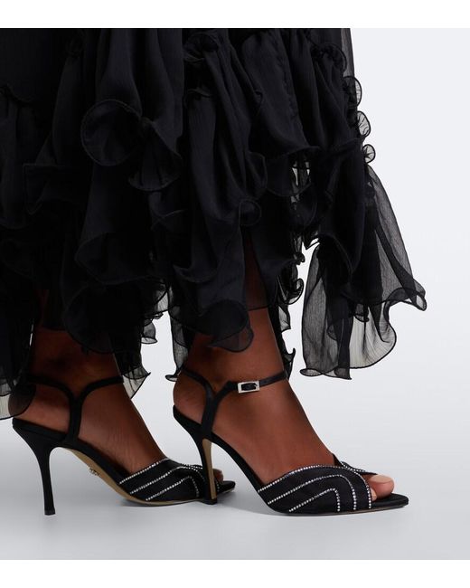 Mach & Mach Black Embellished Mesh Sandals