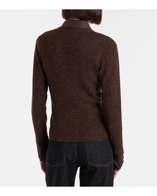 Brunello Cucinelli Brown Ribbed-Knit Cashmere-Blend Cardigan