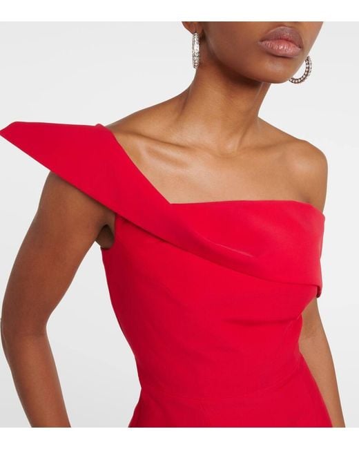 Roland Mouret Red Asymmetric Wool And Silk Gown