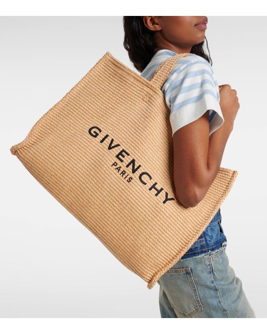 Givenchy Metallic G-tote Medium Raffia-effect Tote Bag