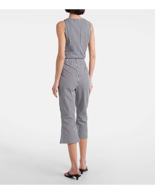 Faithfull The Brand Blue Gingham Cotton Poplin Capri Pants