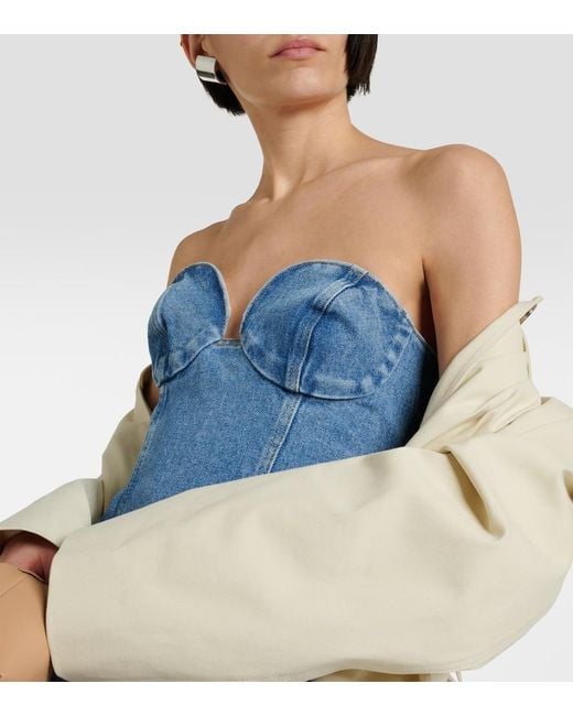 Magda Butrym Blue Denim Corset Dress