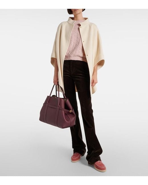 Loro Piana Purple Ghiera Large Leather Tote Bag
