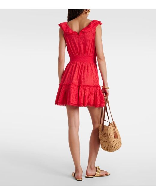 Vestido corto Bruna de algodon Poupette de color Red