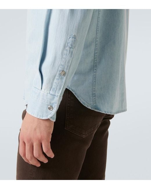 Tom Ford Blue Cotton Chambray Shirt for men