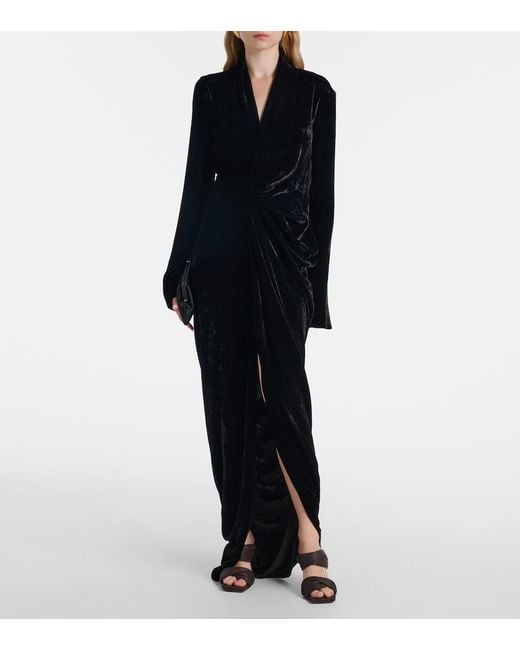 Rick Owens Black Ruched Gown
