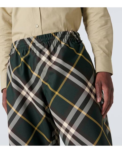 Pantaloni chino Check di Burberry in Green da Uomo