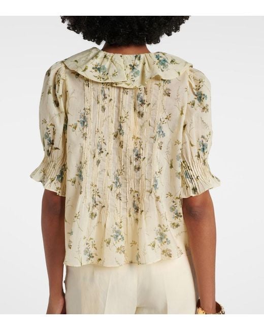 Doen Metallic Henri Floral Cotton Voile Top
