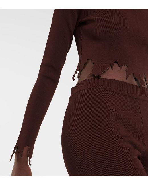 J.W. Anderson Brown Distressed Crop Top