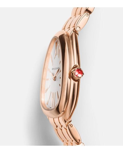 BVLGARI Metallic Uhr Serpenti Seduttori Aus 18Kt Rosegold Mit Rubellit