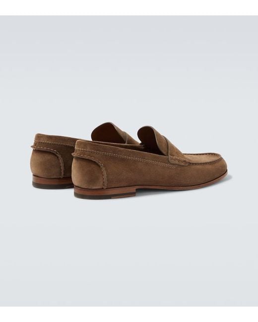 Dunhill Loafers Heddon Flex Aus Veloursleder in Brown für Herren