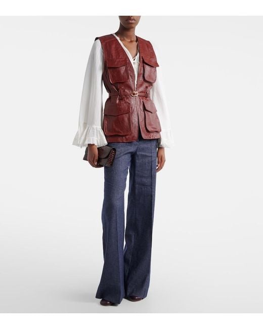 Dorothee Schumacher Red Broken Shine Leather Vest