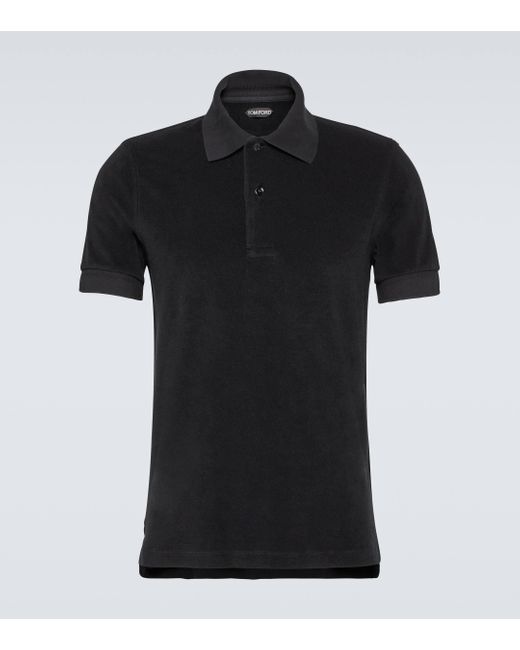 Tom Ford Black Cotton Blend Polo Shirt for men
