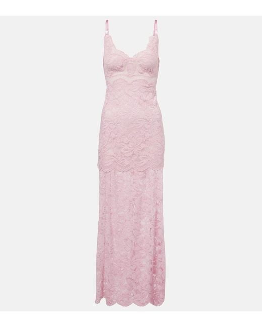 Robe Longue En Dentelle Rabanne en coloris Pink