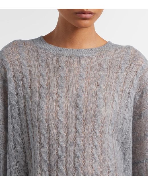 Lisa Yang Gray Amabel Cable-Knit Cashmere And Silk Sweater