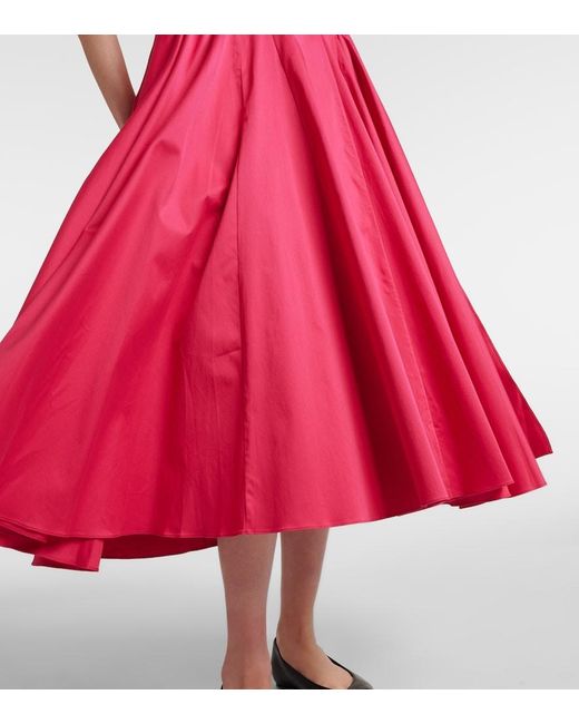 TOVE Red Solene Cotton-Blend Midi Dress