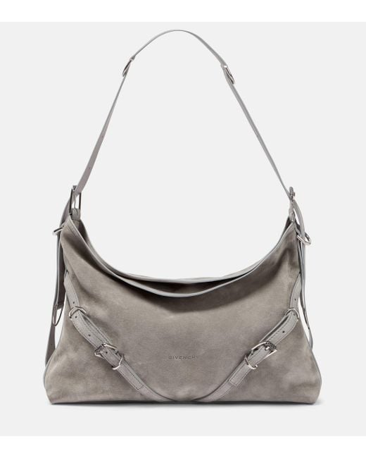 Givenchy Gray Voyou Medium Suede Shoulder Bag