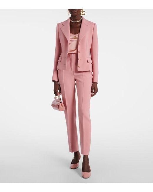 Dolce & Gabbana Pink Virgin Wool Slim Pants