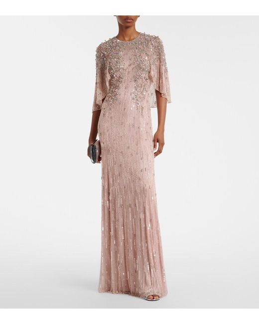 Jenny Packham Pink Astra Embellished Gown