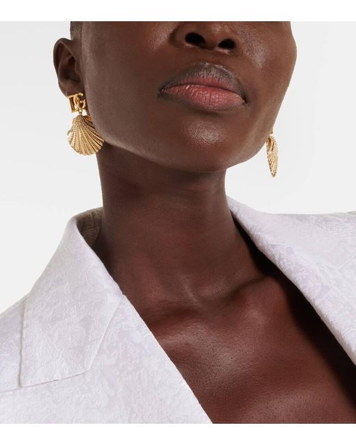 Dolce & Gabbana Metallic Dg Shell Drop Clip-On Earrings