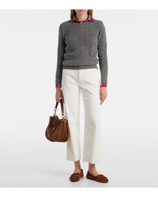 Polo Ralph Lauren Gray Cable-Knit Wool And Cashmere Sweater