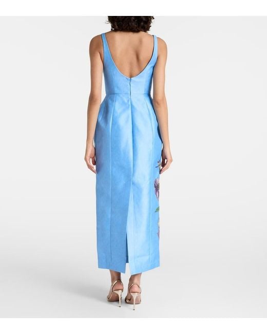 ALÉMAIS Blue Donata Floral Taffeta Bustier Dress