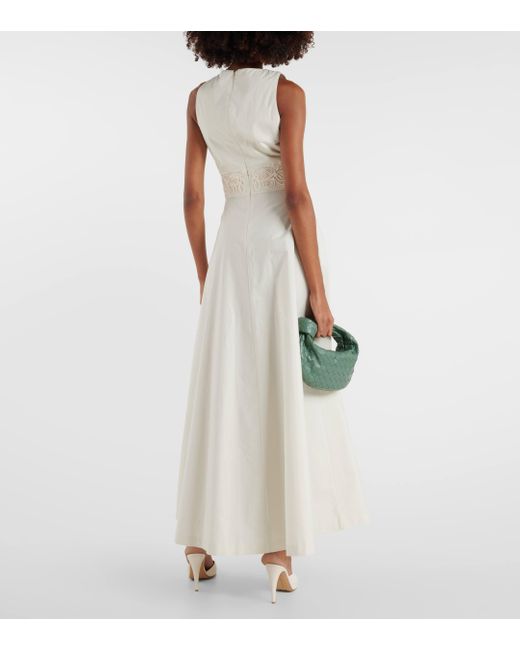 Elie Saab White Crochet-detail Cotton Maxi Dress