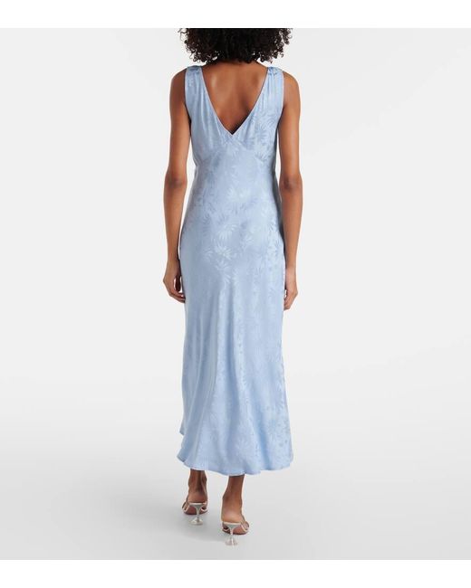 Rixo Blue Sandrine Floral Jacquard Midi Dress