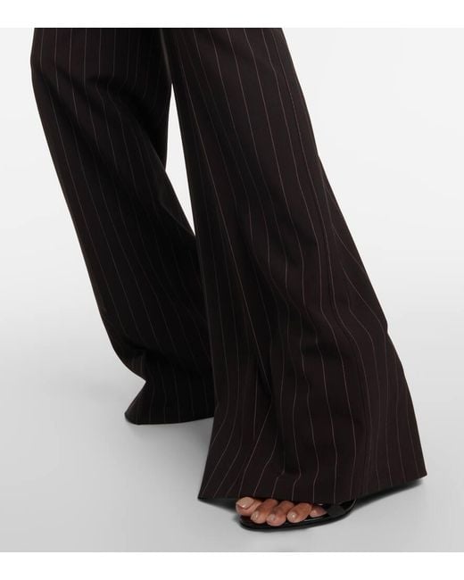Pantaloni a gamba larga gessati di Dolce & Gabbana in Black