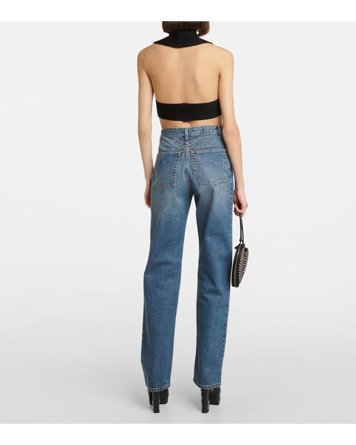 Alaïa Black Ribbed-Knit Halterneck Crop Top